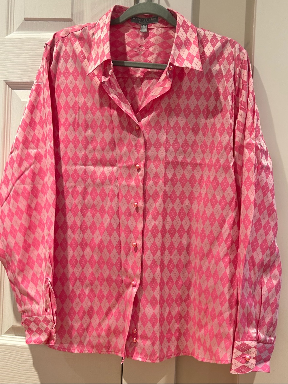 Foxcroft Pink Argyle Button-Down Shirt